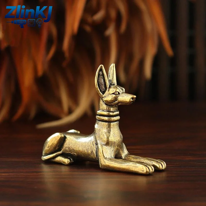 Brass Egyptian Pharaoh Hound Figurine Retro Handmade Copper Dog Statue for Boho Home Decor Pet Enthusiast Collection Gift