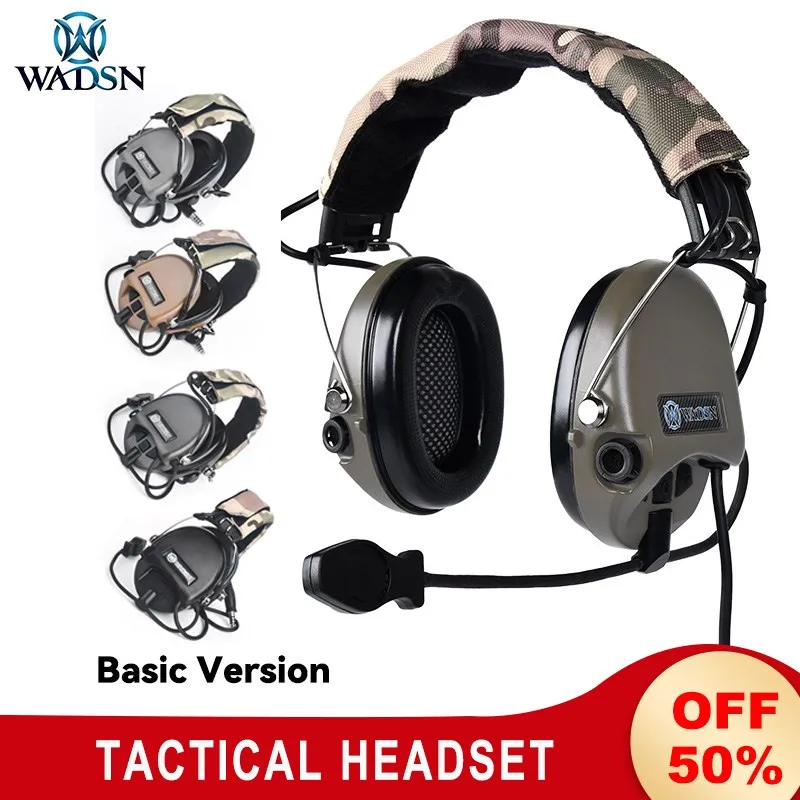 

WADSN Tactical Headset MSA Communication Headphones 7.0 NATO Plug Airsoft Outdoor Hunting Shooting Earphone No Noise Canceling