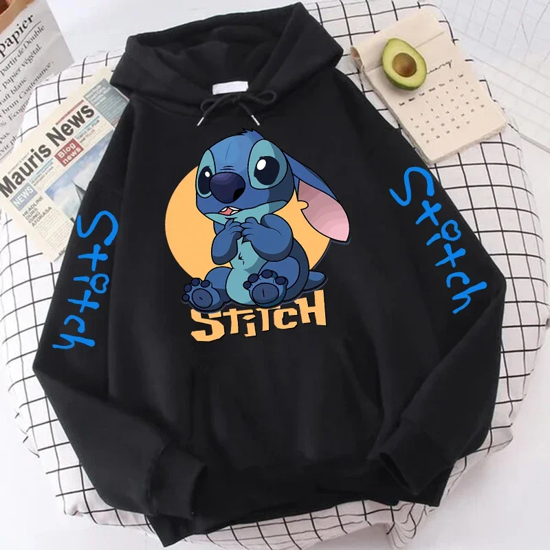 Korean Hoodie Luxury Brand MINISO Disney Starling Pattern Sweatshirt Winter Accessories Women's Warm Thick Basic Pullover Hoodie