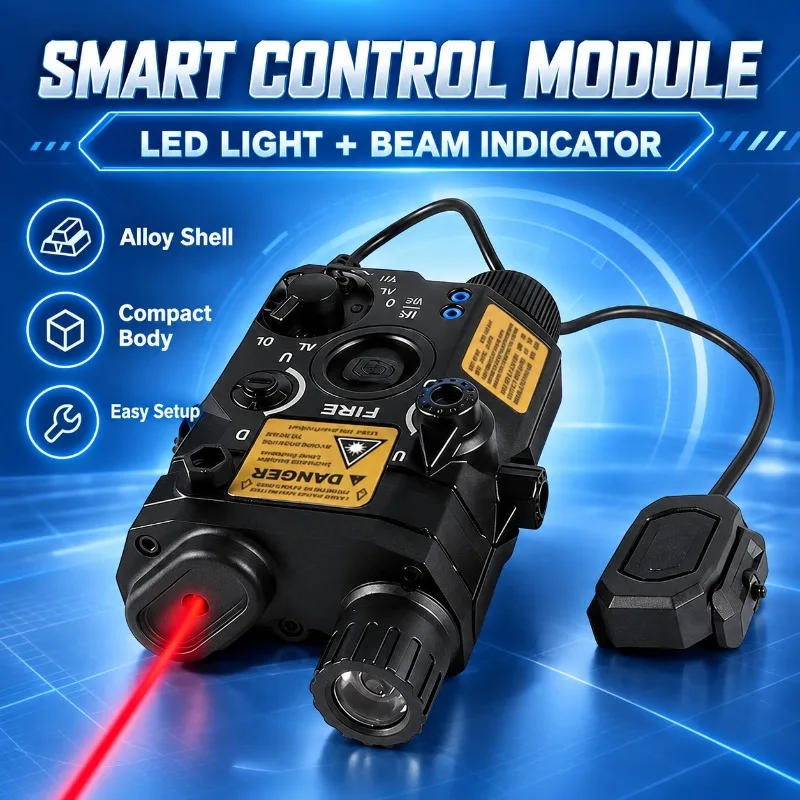 Collectible PEQ15 Inspired Alloy Hobby Set, Integrated Flashlight Beam Indicator and External Control Switch