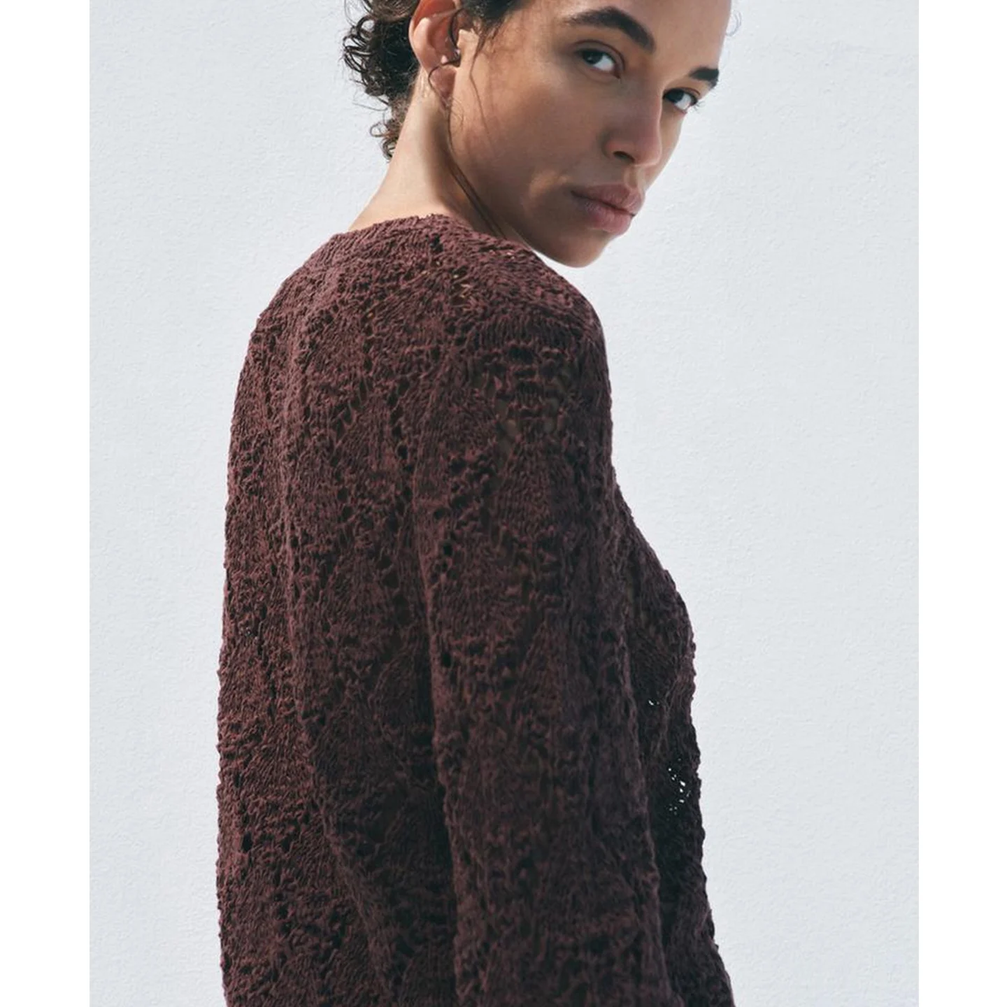 

Summer New Women's Knitted Long Sve round Ne Embroidered Me Outerwear Single Row Multi-Buled Loose Polyester Fiber