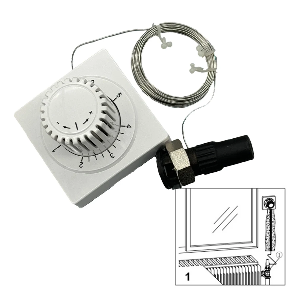 Flexible Capillary Tube Thermostat Radiator Valves 8*8*6.5cm Thermostat Head Precision Temperature Control Easy Installation