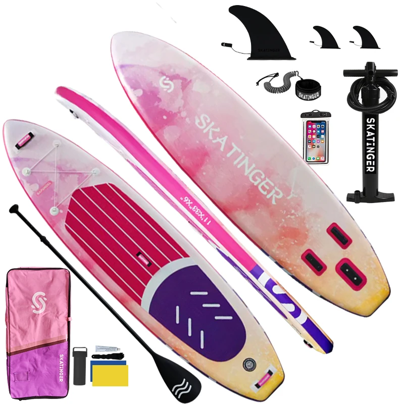 

SKATINGER WEIHAI manufacturer OEM paddle board pink color inflatable sup for girl