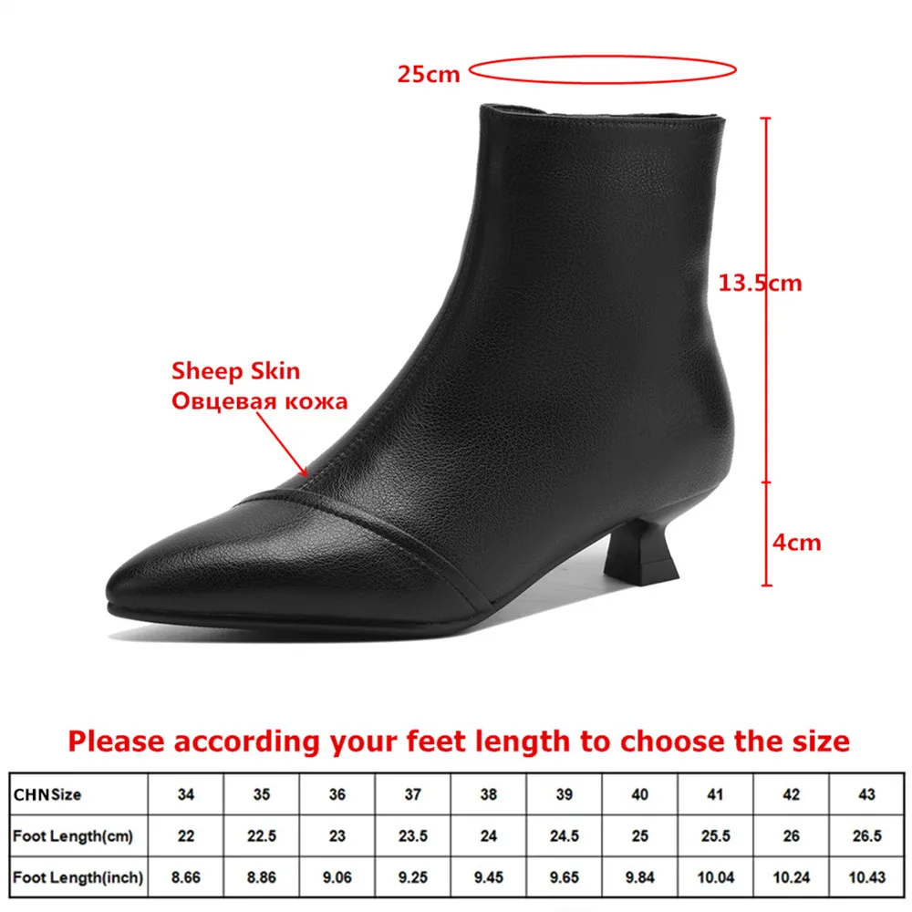 MILI-MIYA Women's Pointed Toe Warm Shearling-Lined Ankle Boots Comfortable Low Heel Extra Large Size 34-42 Winter Snow Boots