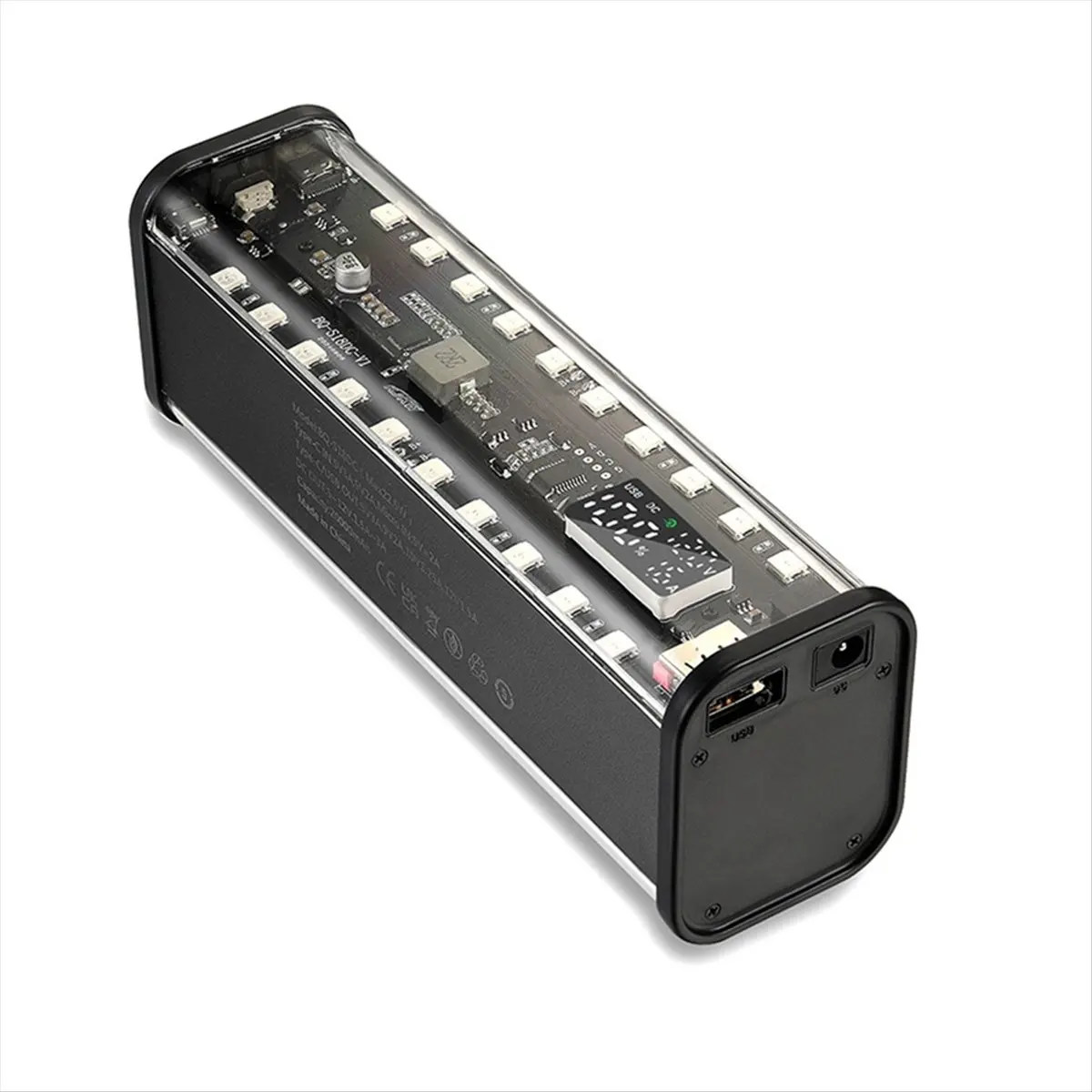 Suitable 8 Slots 18650 Power Bank Case 22.5W Fast Charging DIY Battery Box Digital Display USB Type C DC5.5x2.1 Output Black