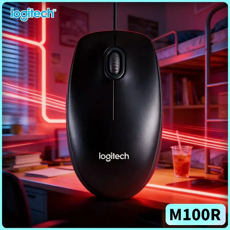 

Проводная оптическая мышь Logitech M100R, оптический сенсор 1000DPI, мягкая рукоятка, универсальный дизайн для ПК, Mac, Linux, ноутбуков и настольных компьютеров