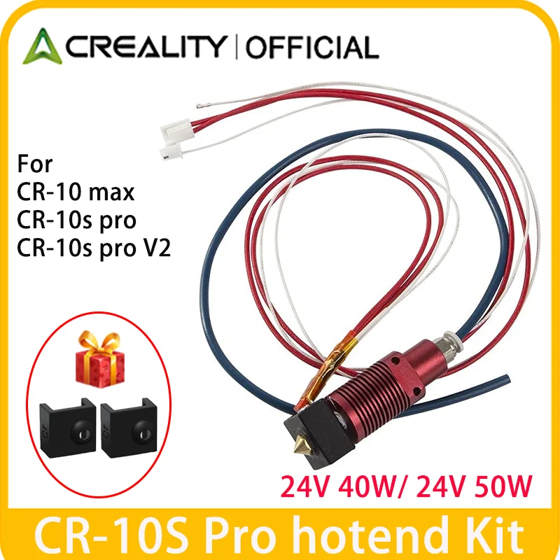 

Creality CR-10S pro hotend kit with Aluminum Heating Block 0.4mm Nozzle CR Black Silicone Sleeve fits 1.75 mm Filament for CR-10