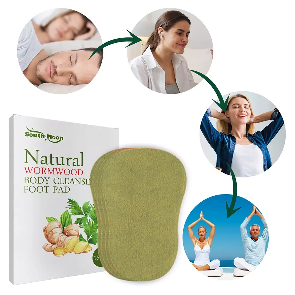 Wormwood Ginger Foot Detox Patch Relieve Stress Help Sleeping Body Toxins Cleansing Slimming Pads Body Detox Weight Loss