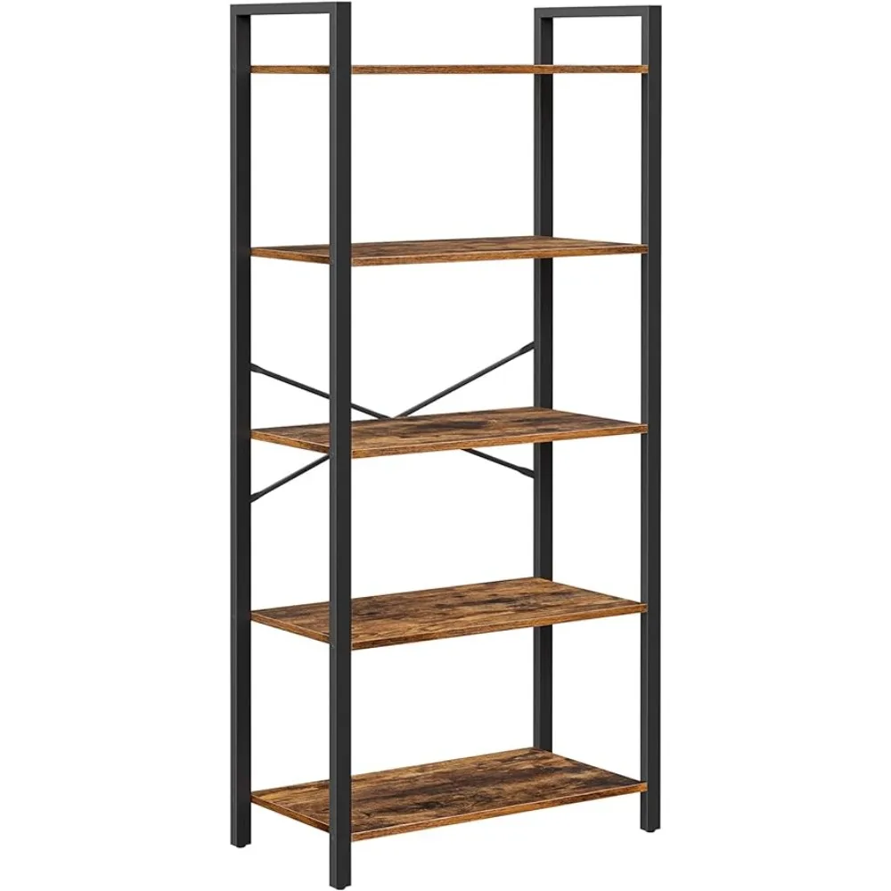 

VASAGLE ALINRU Bookshelf, Bookcase,5-Tier Storage Rack with Steel Frame,for Living Room, Office, Study,Hallway, Industrial Style