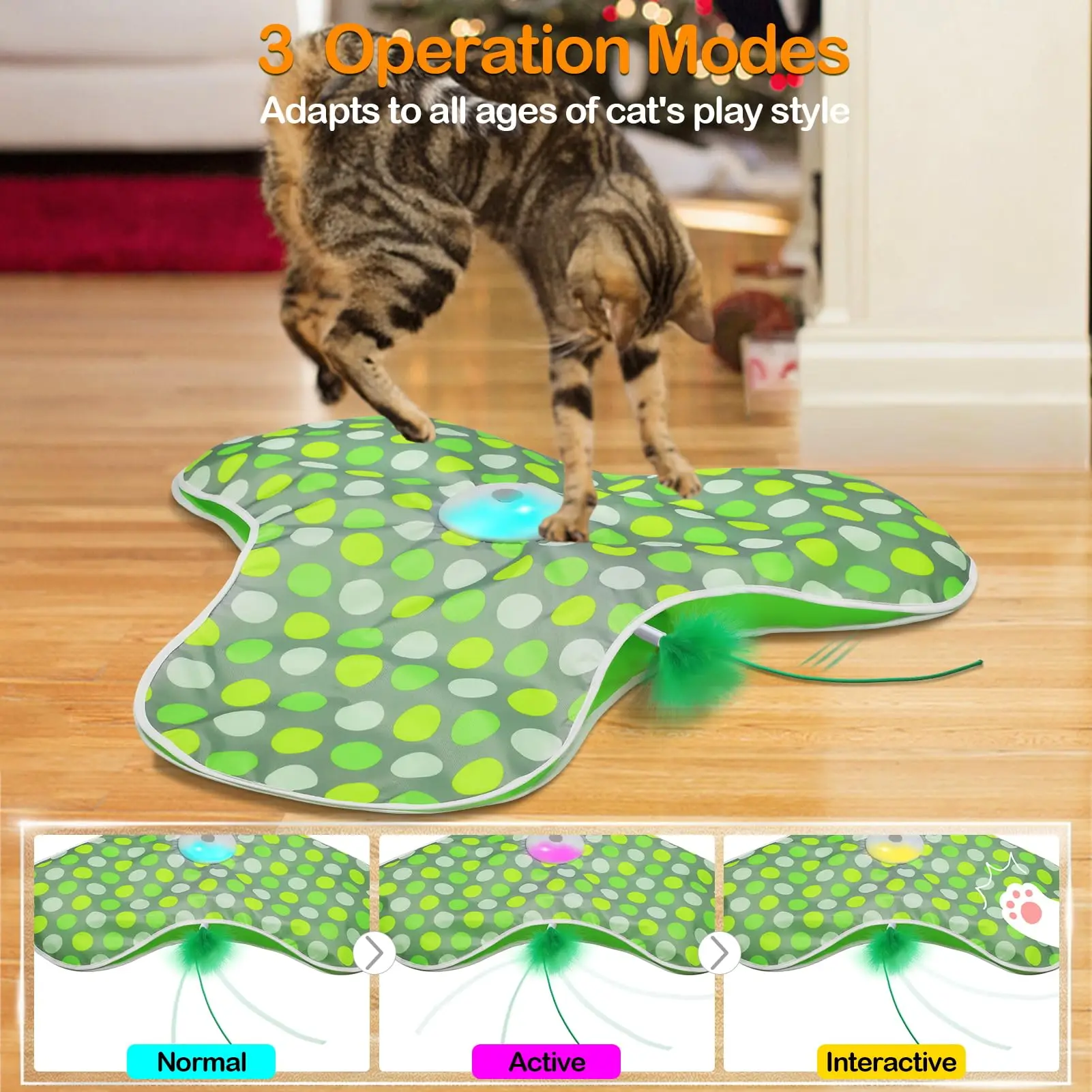 Interactive Rechargeable Automatic Moving Concealed Feathers Real Mouse Squeak Touch Activated Pet Polyester Cat Toys