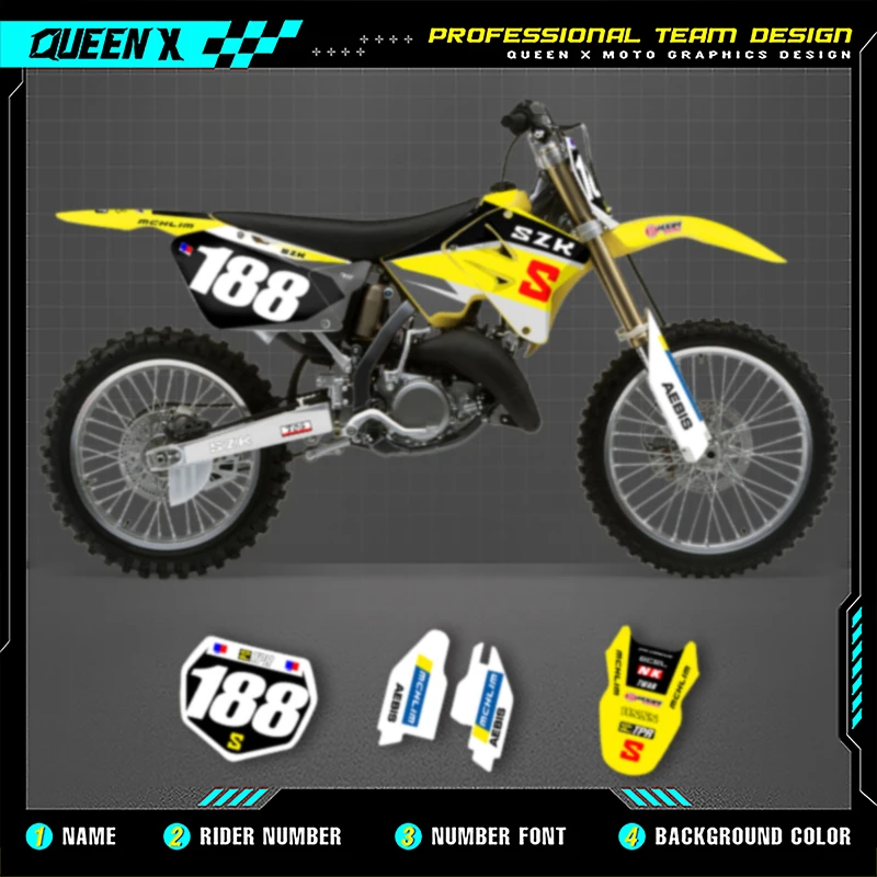 

QUEEN X MOTO для SUZUKI RM125-250 2001 2002 2003 2004-2012 Custom Team мотоциклетная графика фоновая наклейка комплект 004