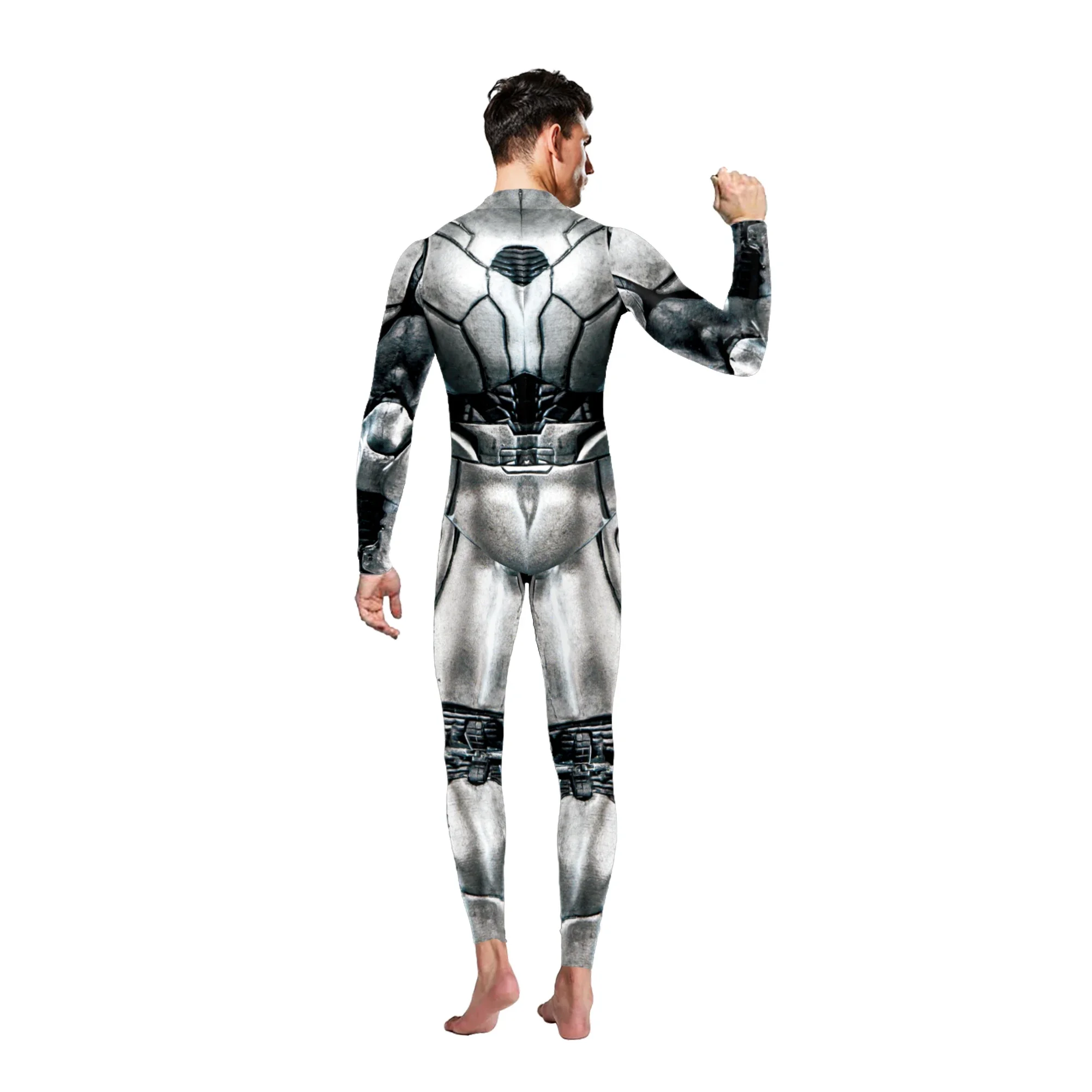 Teanoon Armor Man Zentai kombinezony kobieta gotyckie body unisex kostiumy na Halloween Cosplay elastyczny, wąski kombinezon z długim rękawem