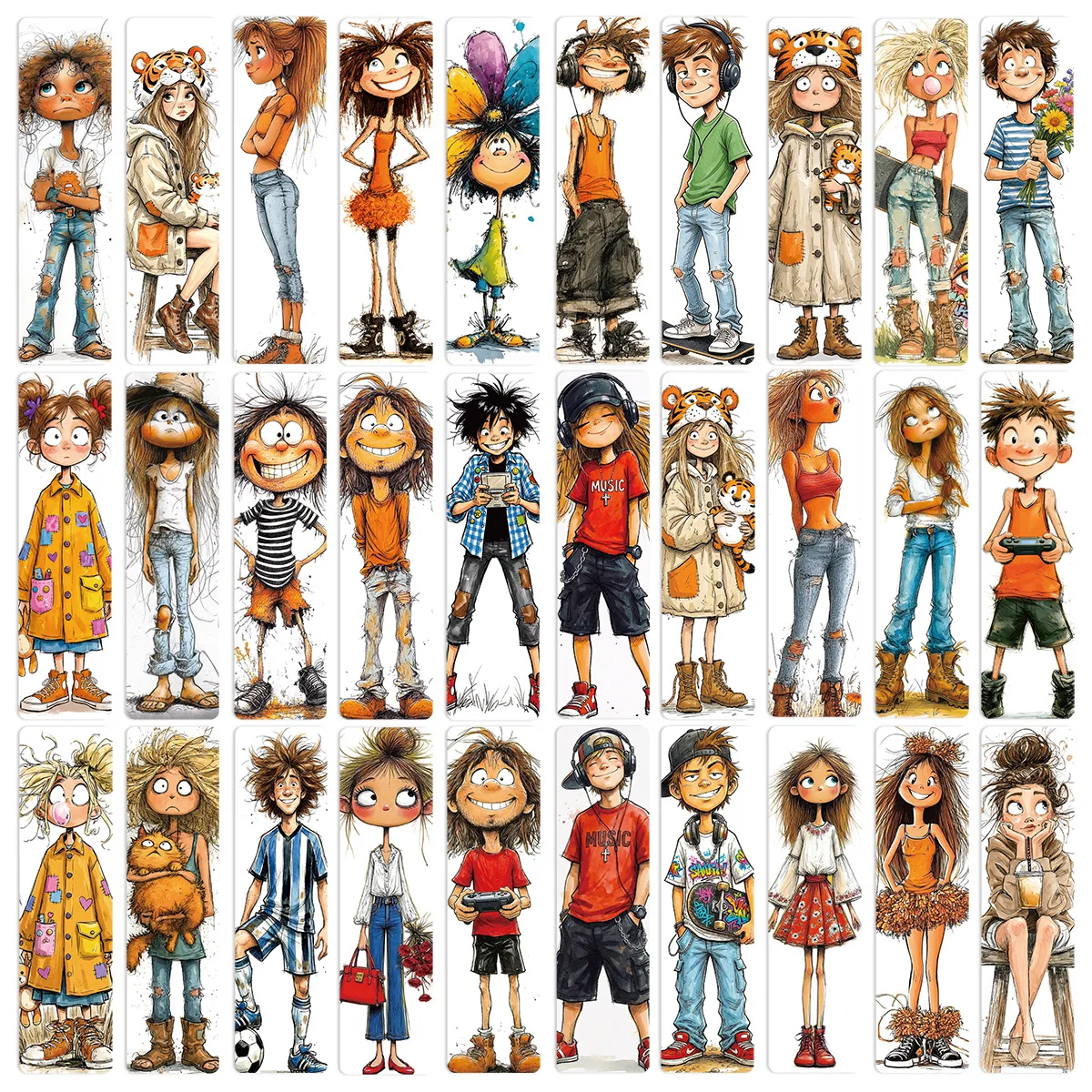 30PCS Bookmark Stickers Graffiti Stickers DIY Diary Phone Case Handmade Scrapbook Aesthetic Stickers