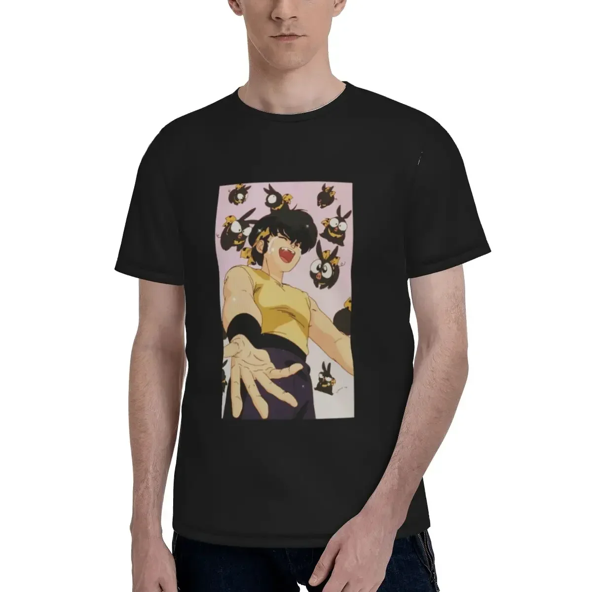 Ranma Saotome Pig Girls P Chan T-Shirt for Men polyester T Shirts Men's Short Sleeve Crew Neck Summer Clothes Tops
