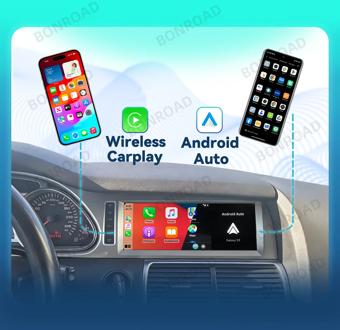 BONROAD 10.25 inch Linux Car Radio Player Multimedia Touch Screen For Audi Q7 4L 2005-2015 Wireless CarPlay Android Auto Airplay Auto Link GPS Display Navigator Stereo