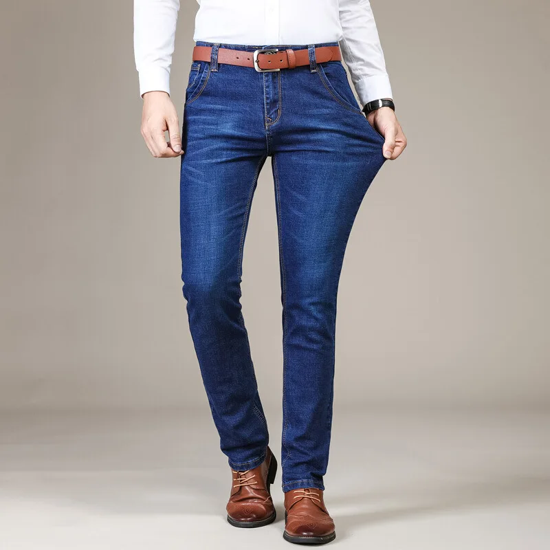 Brother Wang Jeans neri da uomo nuovissimi moda Business pantaloni Slim elastici stile classico uomo