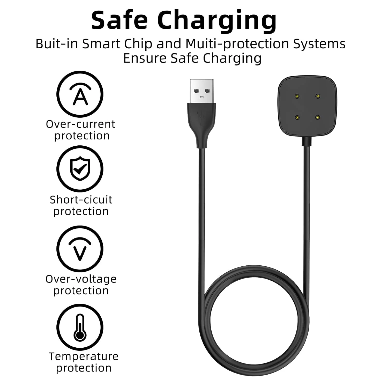 replacement charger for Fitbit Versa 3/4/Sense 1/2/Ace LTE USB smart watch charging cable