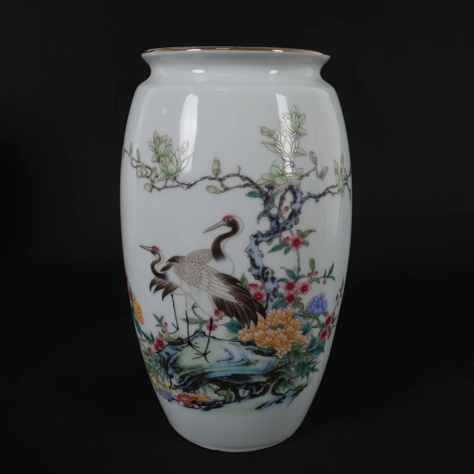 2pcs Chinese Ceramic Vase Ornament Home Decoration Accessories Living Room Jingdezhen Porcelain Handpainted Crane Flower Vases