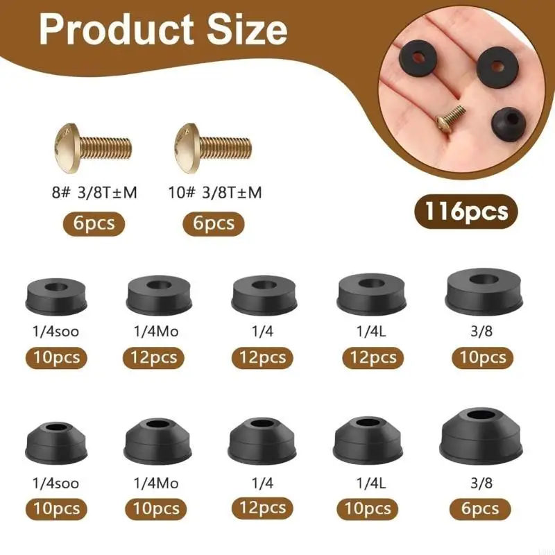  116Pcs Faucet Sealing Gaskets Flat Beveled Rubber Plumbing Faucet Seal Washer Replacement Faucet Washer Enduring