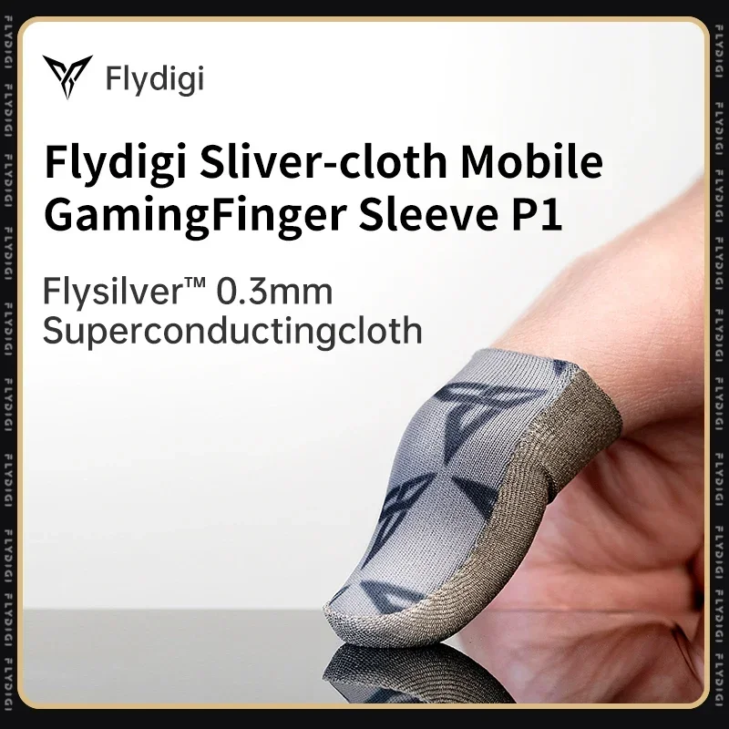 حافظة إصبع للألعاب المحمولة من Flydigi باللون الفضي P1 للحصول على نيران مجاني PUBG Mobile CODM 40D نايلون مقاوم للاهتراء 14% محتوى فضي