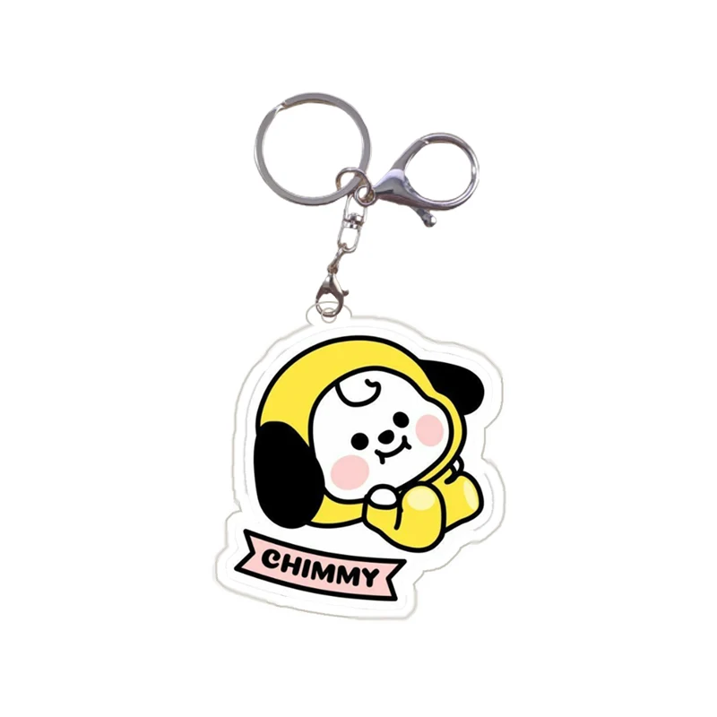 Bt21 Keychain Homemade Anime Peripheral Kawaii Koya Rj Shooky Acrylic Pendant Girl Heart Star Card Set Accessories Student Gift