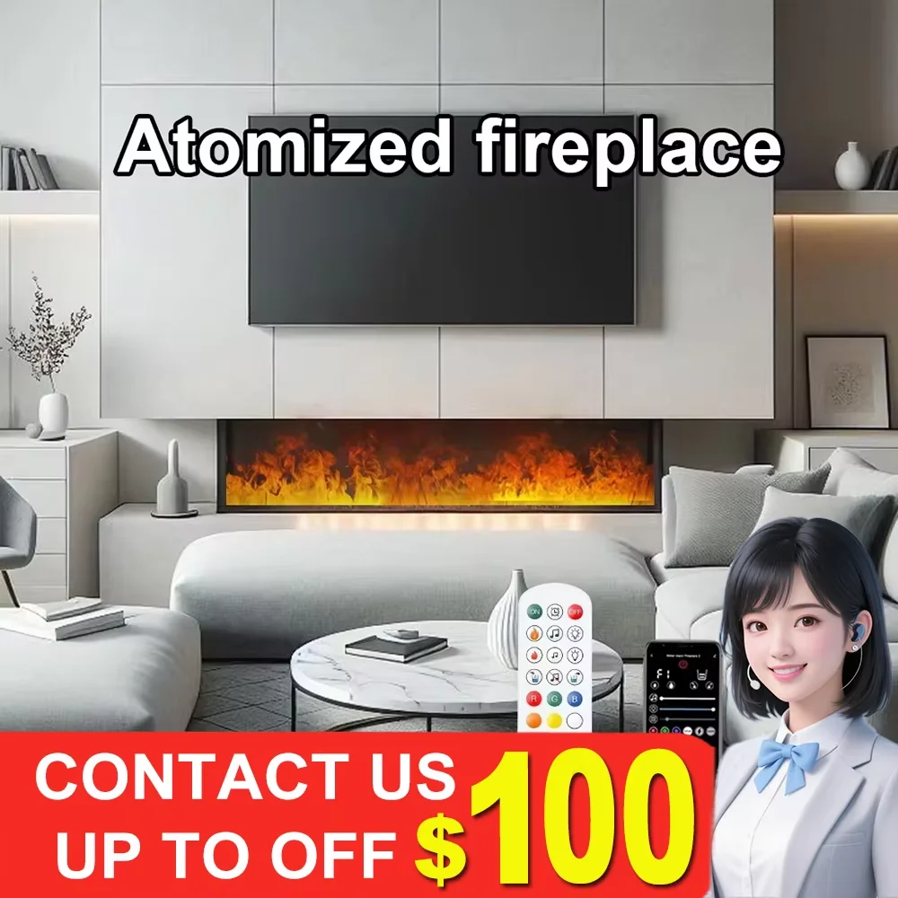 

Adjustable LED Electric Fireplace with App Control Mist Fireplace Water Mist Fireplace Water Vapor with Neon 3D Flame Decoration