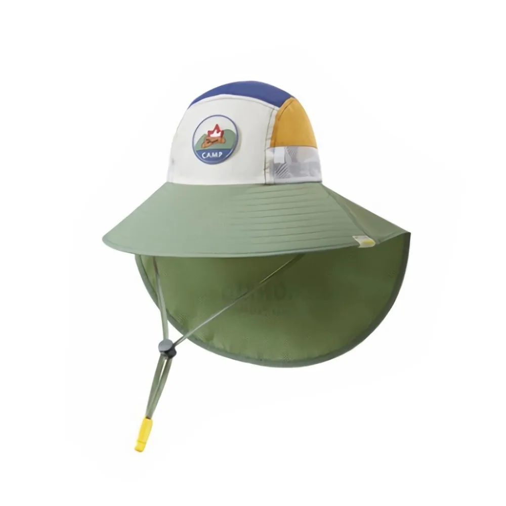 

Детская шляпа от солнца из полиэстера с клапаном на шею, летняя шляпа из дышащей ткани, защита от ультрафиолета, регулируемый ремень, солнцезащитная шляпа, летний сезон