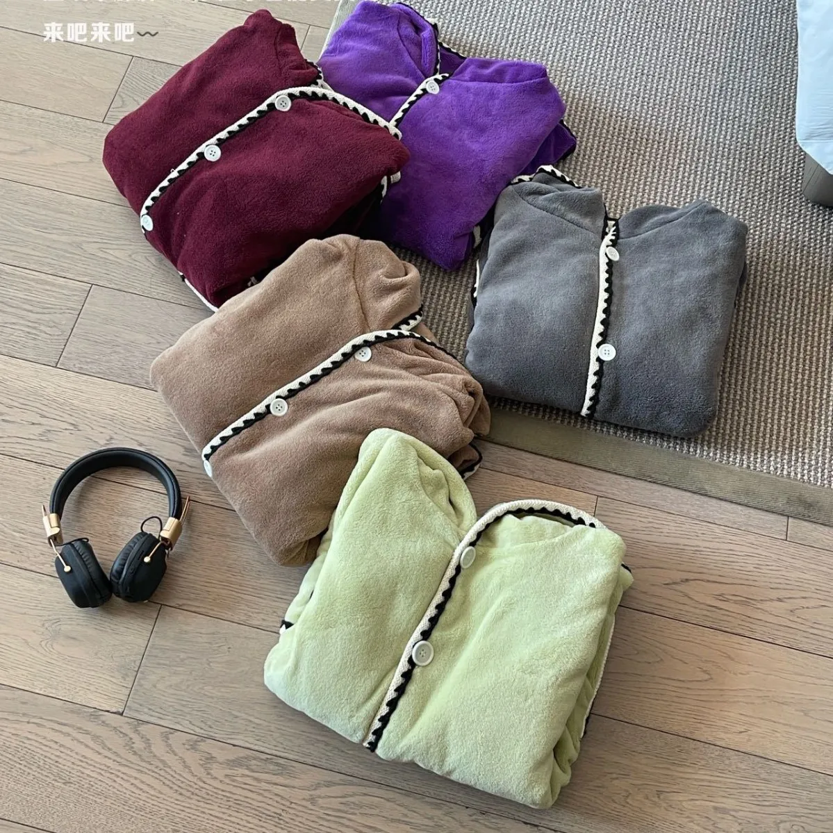 طقم بيجامة نسائي من Pjs بيجامة شتوية دافئة ملابس منزلية عصرية، طقم بيجامة لطيف وناعم بيجامة بقلنسوة