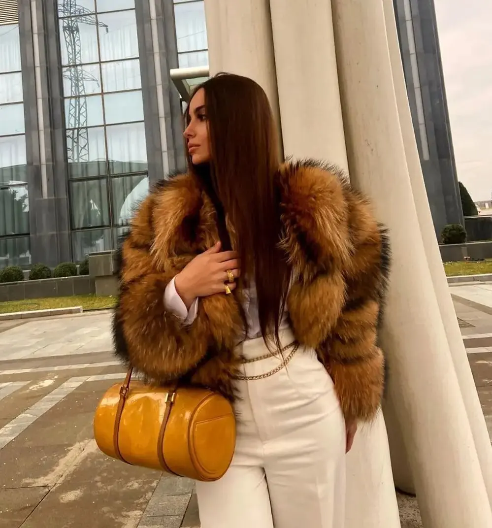 فاسق وهمية الراكون الفراء سترة النساء الخريف الشتاء فو الفراء الثعلب معاطف معطف قصير جاكيتات فروي ملابس خارجية العمل معاطف سميكة الدافئة