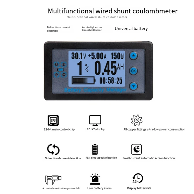 Imagem -02 - Bateria Capacidade Manager com Digital Lcd Medidor de Tensão Atual Fácil de Usar Vsc9510 120v 100a