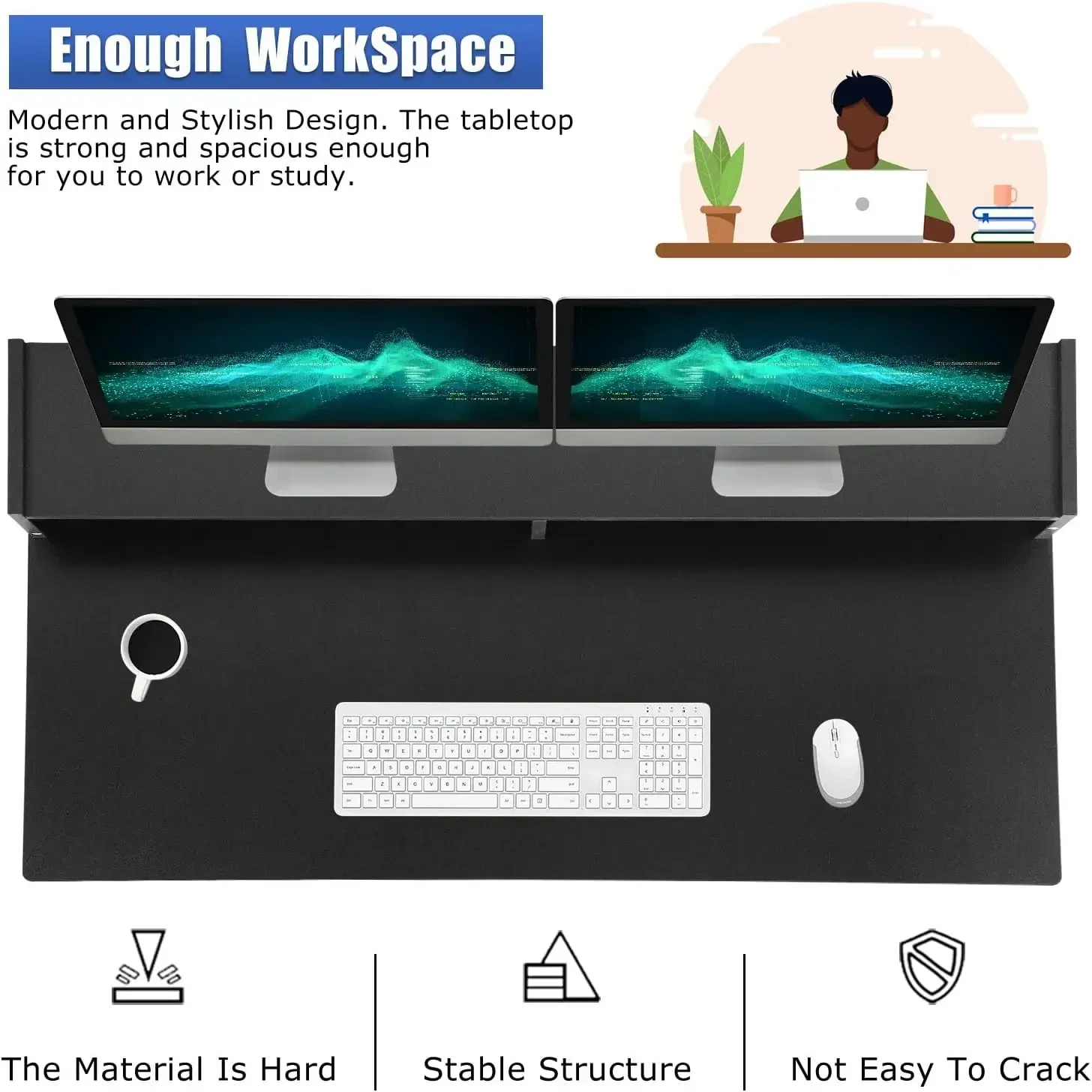 [XMSJ-مخزون محدود، اشتر الآن! ]مكتب مكتب كمبيوتر مع أدراج، صينية لوحة مفاتيح مقاس 43 بوصة، مكاتب كتابة للدراسة للمنزل مع مساحة تخزين