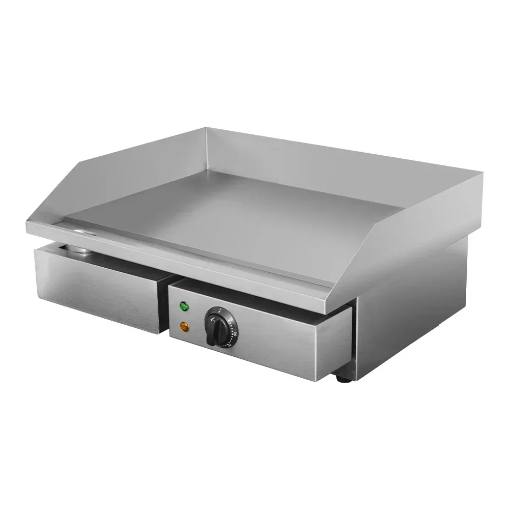 

Commercial Electric Stainless Steel Non-Stick Countertop Griddle with Adjustable Temperature Control for Food Shops