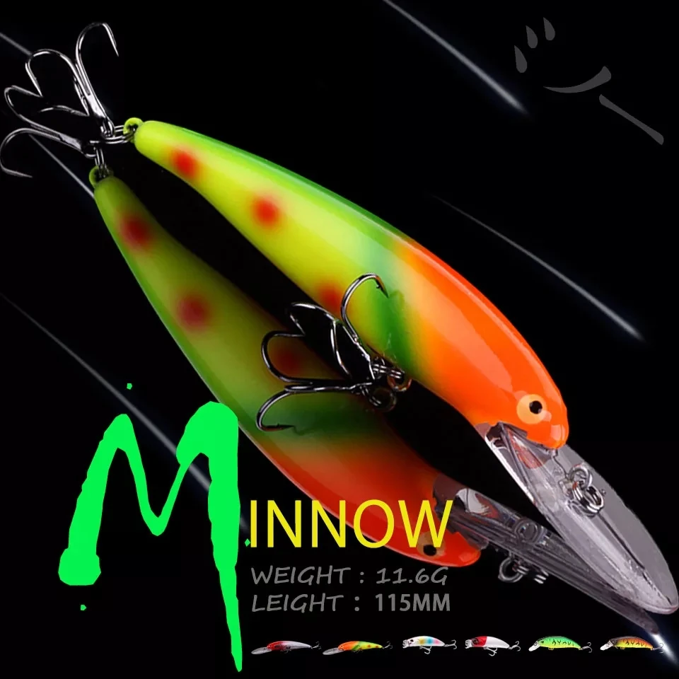 WALK FISH Hot Wobbler Fishing Lure 115mm 11.6g Plastic Minnow Bass Pike Artificial Hard Bait Fishing Tackle Pesca Diving 3-4M