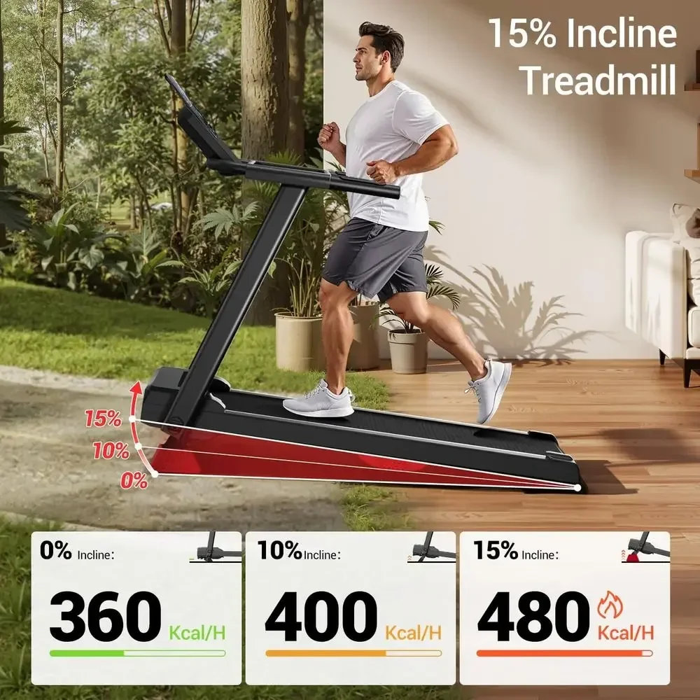 Portable 3-in-1 Treadmill with LED Display, 300 lbs Capacity, 0.6-7.2 MPH, 3.0HP Motor, Quiet Operation