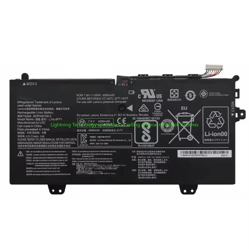

L14L4P71 L14L4P72 L14M4P71 7.6V 34Wh Original Notebook Battery for Lenovo Yoga Convertible 11-5Y10 700-11ISK 3 11