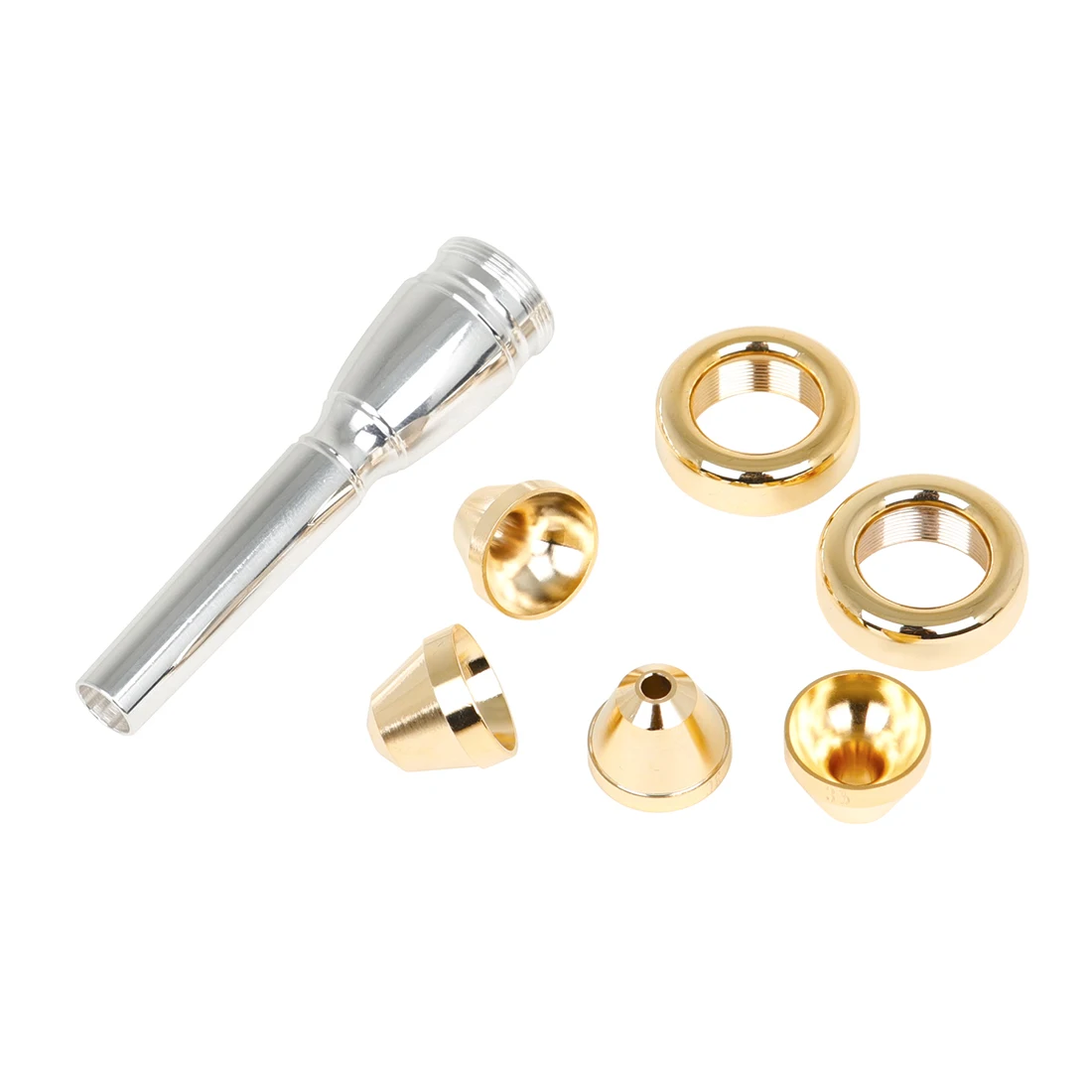 Gold Plated No. 7 Head 3C 3B 2C 2B Baja Mouthpiece Set Trumpet Mouthpiece Exercise Kit for Beginners and Professional Players