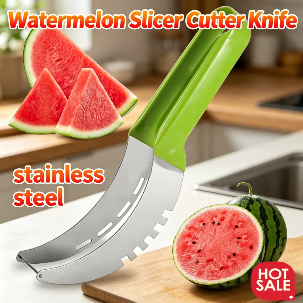 Effizientes Wassermelonen-Schneidemesser aus Edelstahl, Obstschneider für Zuhause, Küche, Outdoor und Picknick