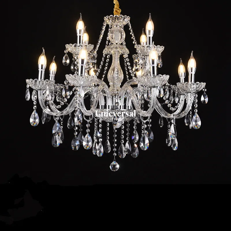 

Clear Crystal Chandelier High Quality Tasteful Bedroom Ceiling Decorative Lighting Candle Chandelier Modern Glass Pandant Lamps