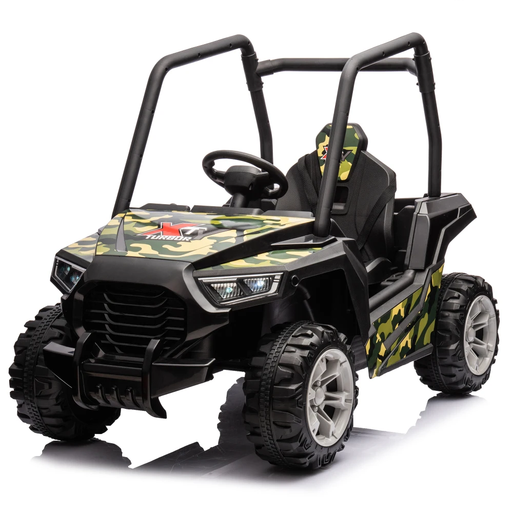 12 V Dual-Drive-Fernbedienung, elektrisches Kinder-Auto, batteriebetriebenes Kinder-Auto zum Aufsitzen, Camouflage-Grün, 4 Räder, Kinderspielzeug