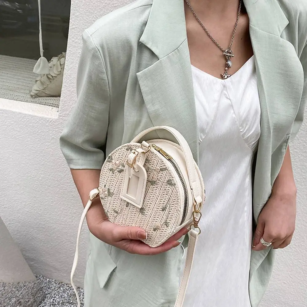 Fashion Women Summer Handbag Straw Bag Small Round Shoulder Bags Girls Crossbody Bags