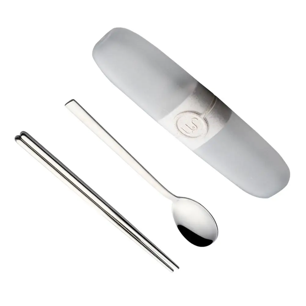 

3 Pcs Stainless Steel Portable Cutlery Set Spoon Chopsticks Case Camping Travel Silverware Outdoor Kitchen Utensils