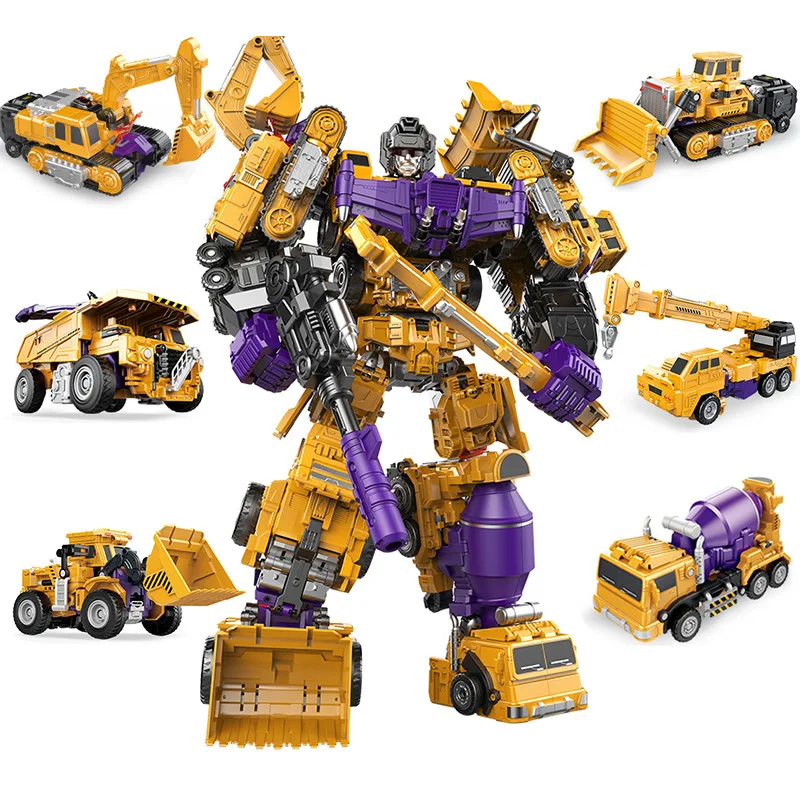 Brinquedo Robô Veículo de Construção Transformável Devastator 6 em 1, Caminhão de Engenharia, Figura de Ação, Modelo de Brinquedo para Meninos e Crianças