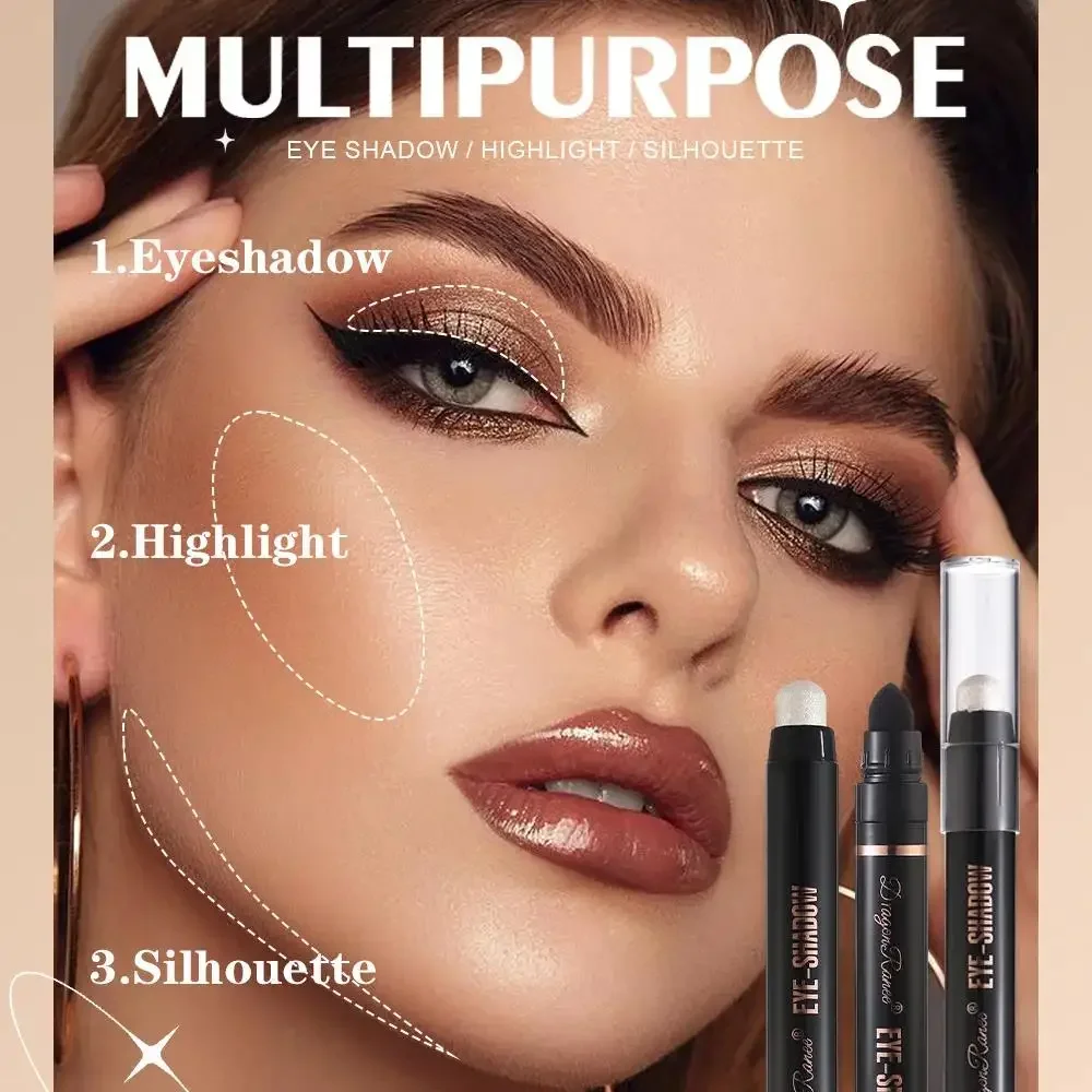 Glitter Metallic Double Head Eyeshadow Pencil Highlighter Pigment Waterproof Easy Apply Blue Green Pearlescent White Eyeshadow