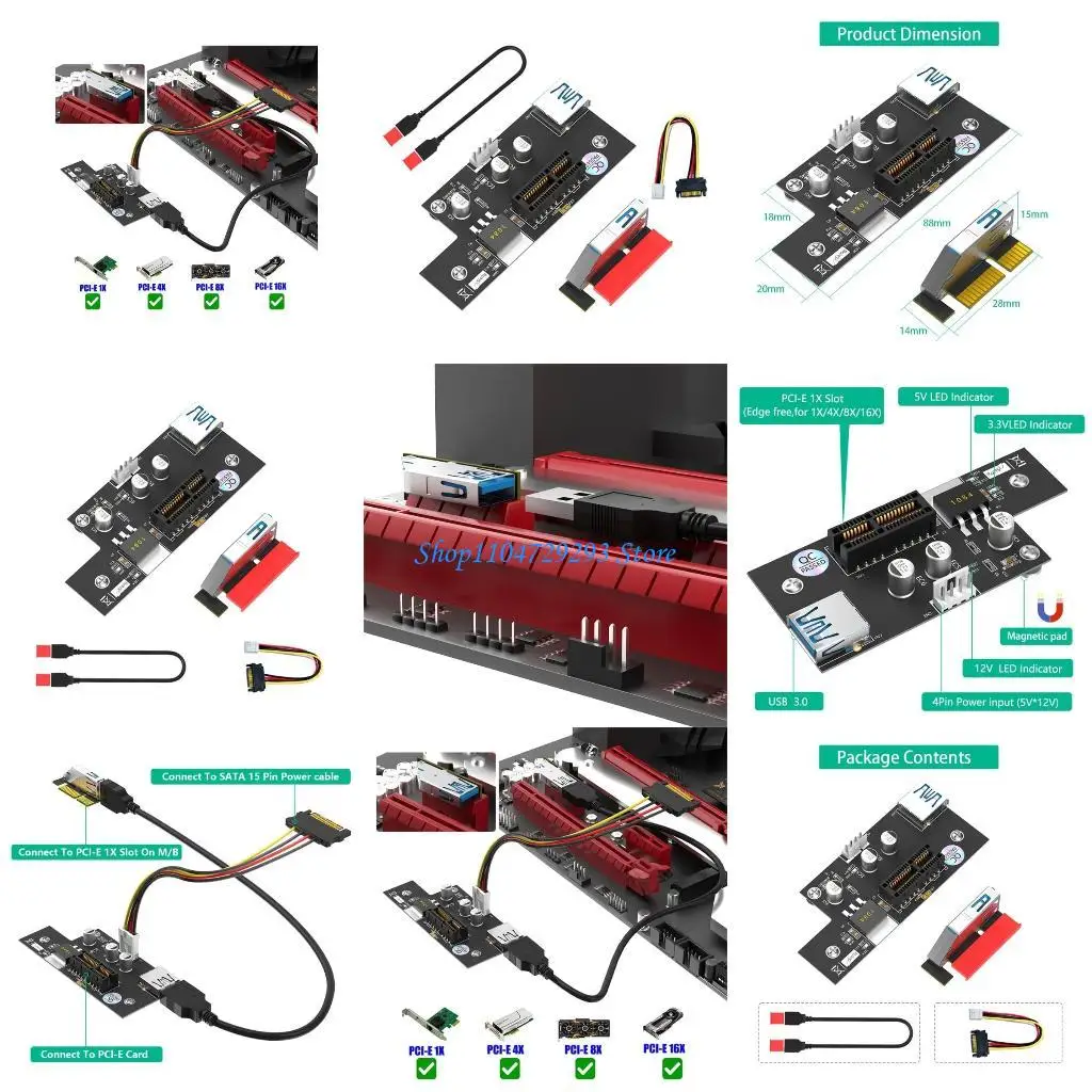 

Y2GD PCIExpress PCIE 1X to 1X/4x/8x/16x Risers Card with foot pad