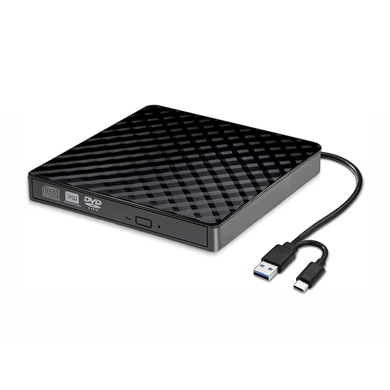 2 In1 USB3.0 Type C Slim External Optical Drives DVD RW CD Writer Drive Burner Reader Player for Laptop Desktop PC-ABVP