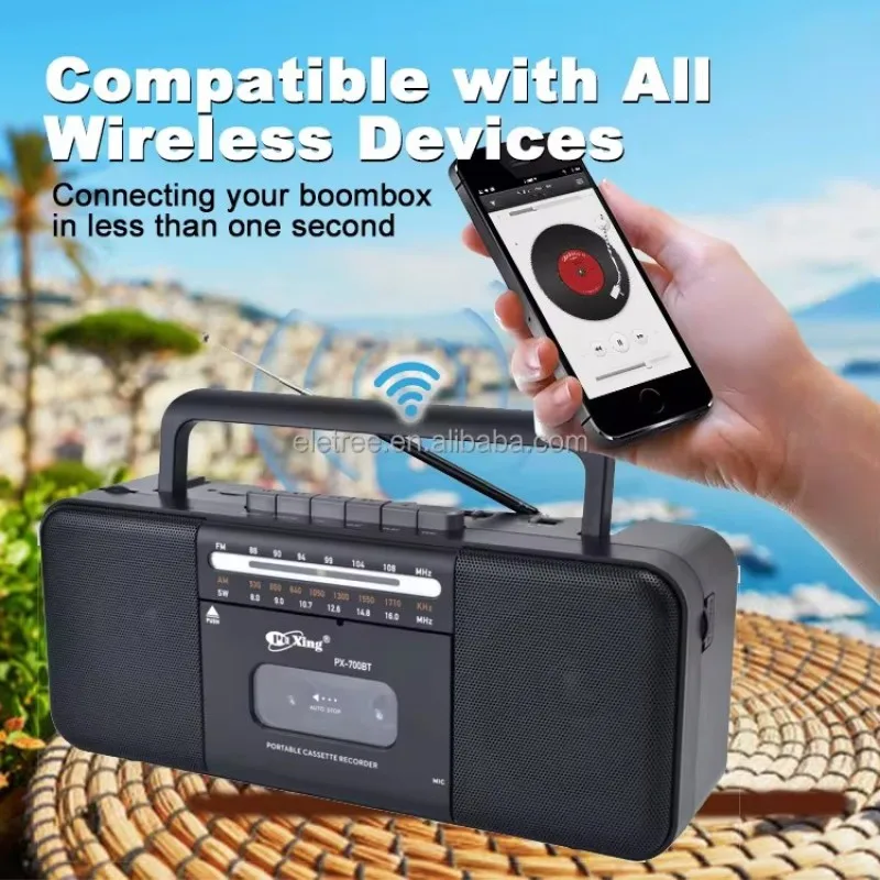 New Retro Stereo Portable Multiband Radio Bluetooth Speakers Old Cassette Tape Recorder Support Headphone USB/TF Card MP3 Player