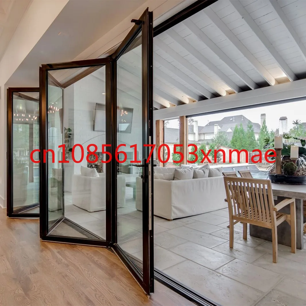 Hot Selling Thermal Break Aluminum Sliding bi folding Glass Door Exterior Aluminium Bifold Patio Doors