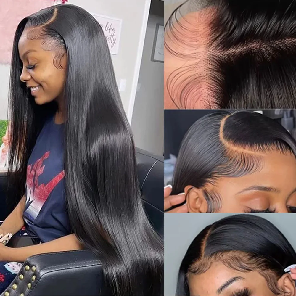

Alimice Hair 13x4 HD lace Frontal Wig Preplucked Glueless Wig Human Hair Ready to Wear Straight Human Hair Wigs for Women
