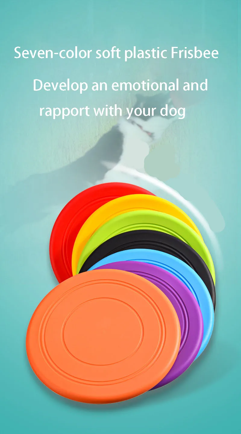 7-Farben-Silikon-fliegende Untertasse, lustiges Hundekatzen-Spielzeug, Hundespiel, fliegende Scheiben, beständig, zum Kauen, für Welpen, Training, interaktives Heimtierbedarf – Detail 1