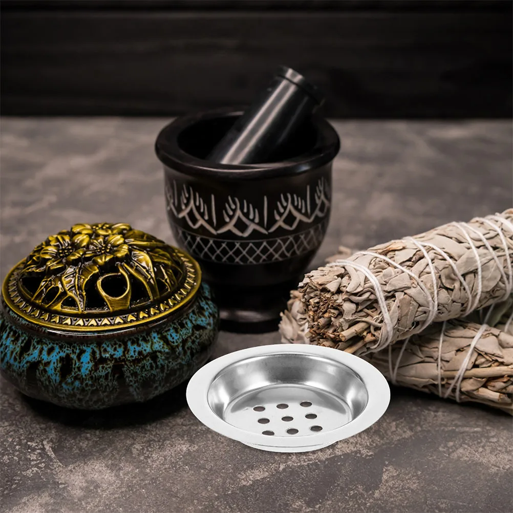 

4pcs Stainless Steel Burner Inner Disk Replacement Round Metal Tray For Charcoal Resin Use Compatible With Arabian Censer